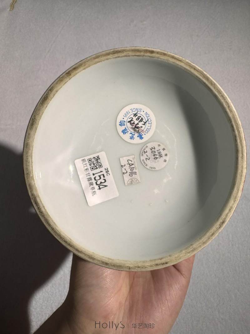 清乾隆 矾红彩甘露藏草瓶 - 图22