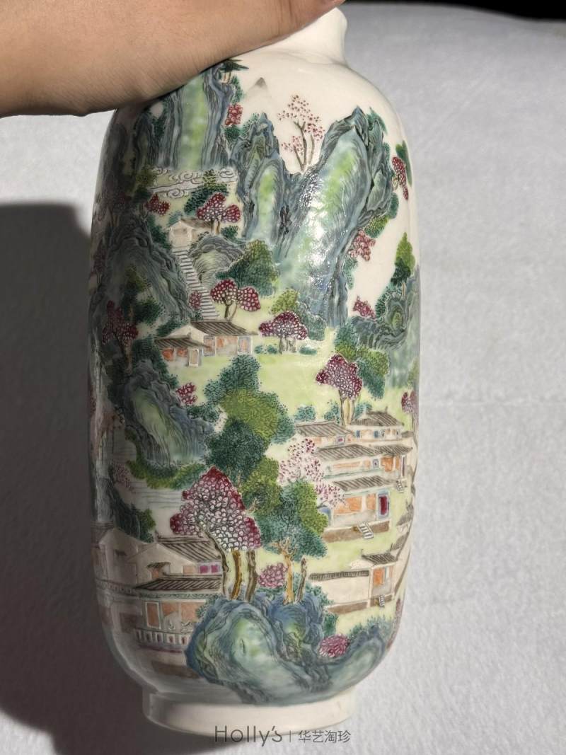 清乾隆 粉彩山水图灯笼瓶 - 图22