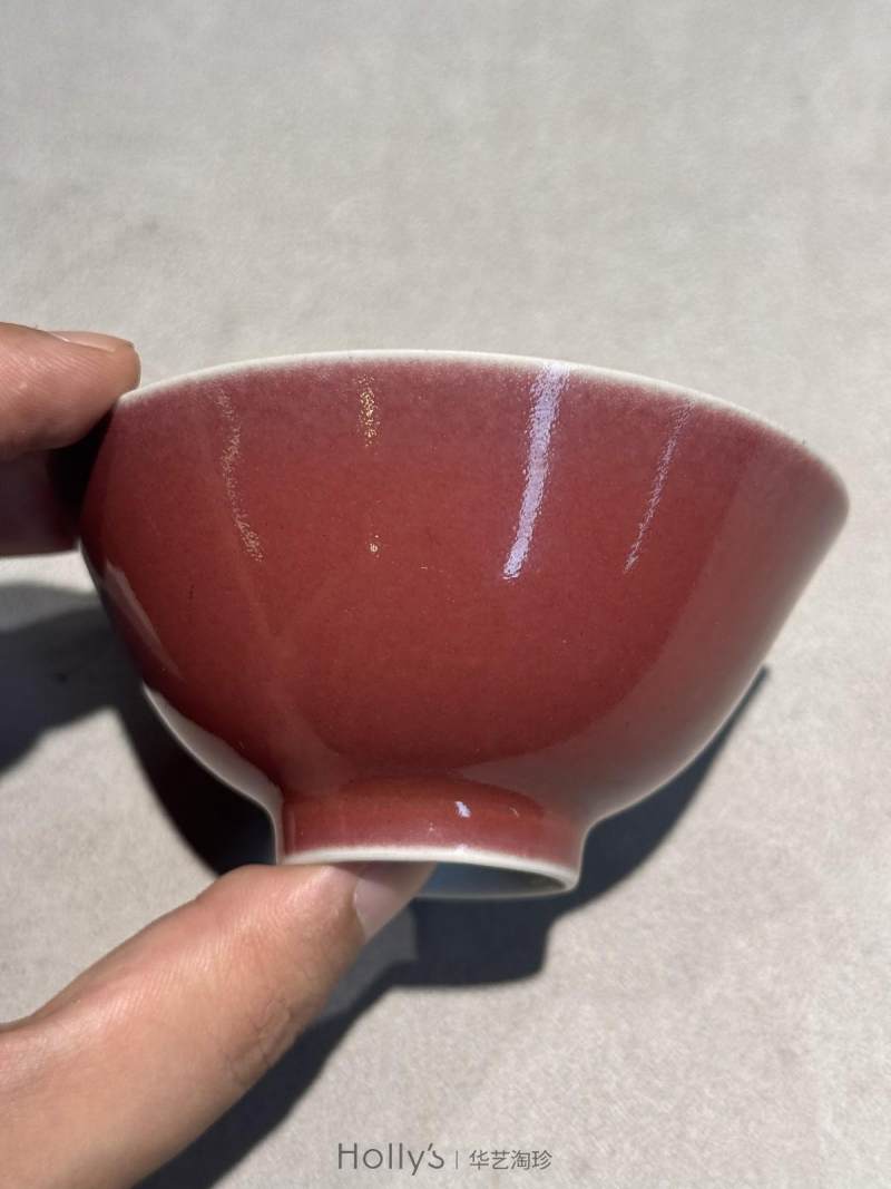 清乾隆 宝石红釉压手杯 - 图18