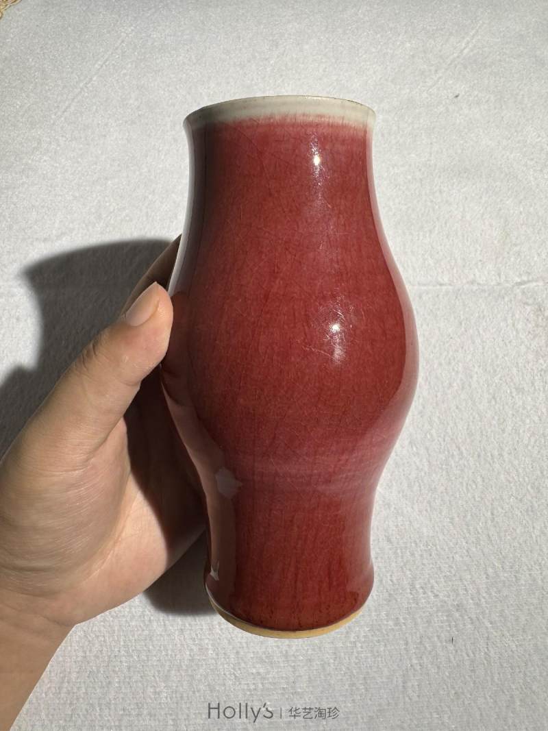 清雍正 红釉橄榄瓶 - 图14