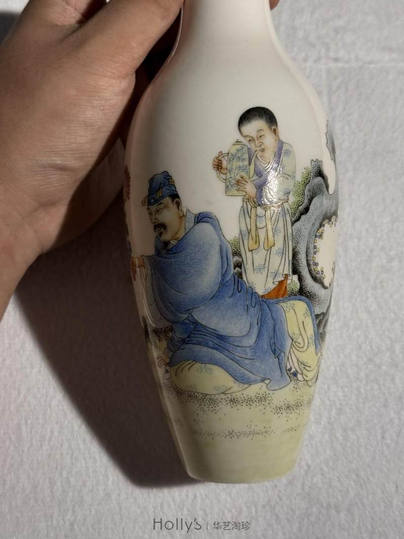 民国 珐琅彩陶渊明爱菊图小瓶 - 图18