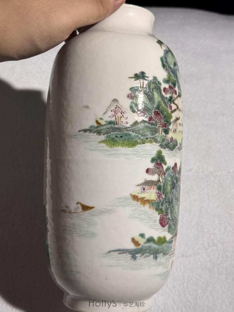 清乾隆 粉彩山水图灯笼瓶 - 图24