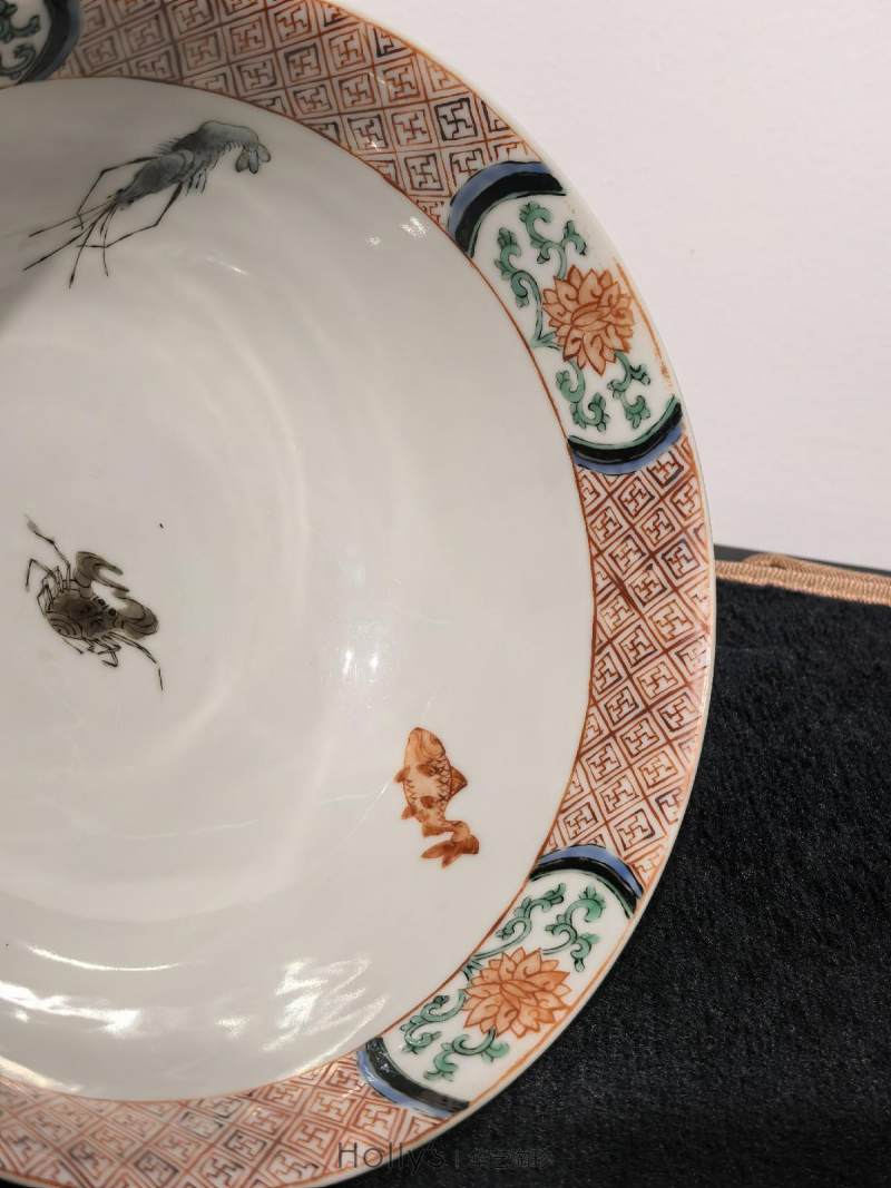 清康熙 弘治胎五彩羲之爱鹅图碗 - 图45
