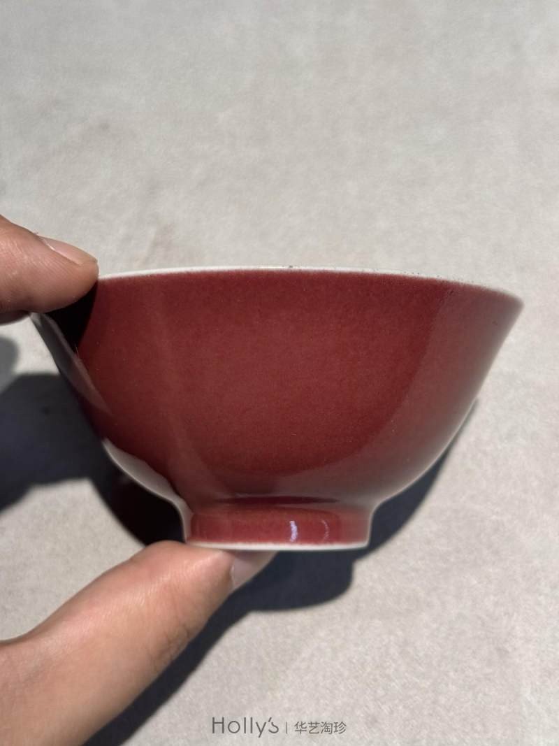 清乾隆 宝石红釉压手杯 - 图20