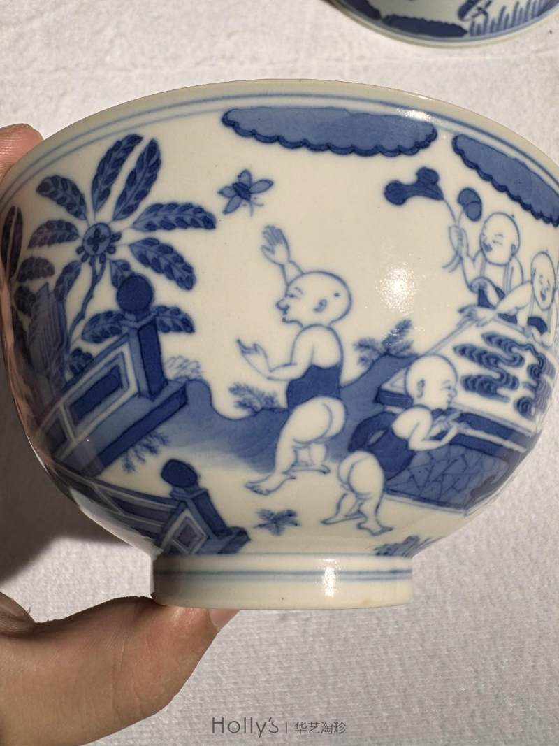 清道光 青花婴戏图碗 - 图18
