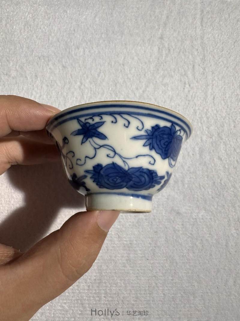 清康熙 青花松鼠葡萄小茶园 （一对） - 图12