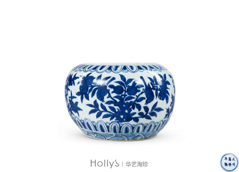 明万历 青花花鸟纹笔洗 - 图12