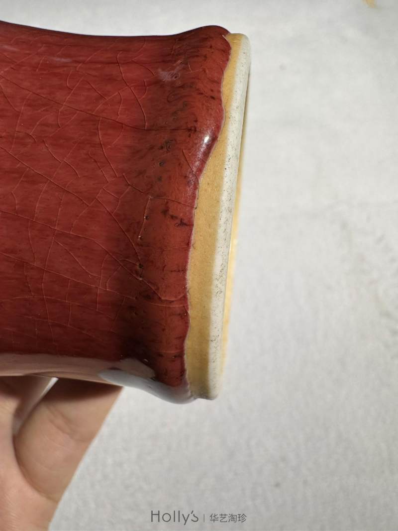清雍正 红釉橄榄瓶 - 图19