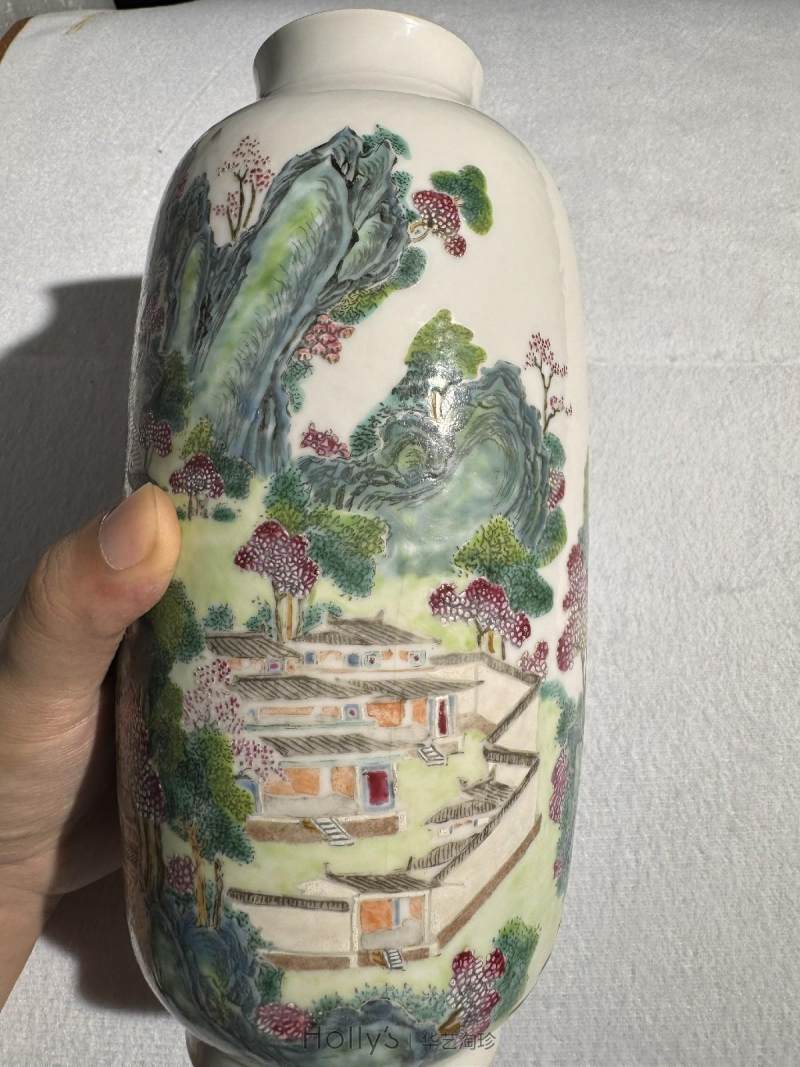 清乾隆 粉彩山水图灯笼瓶 - 图28