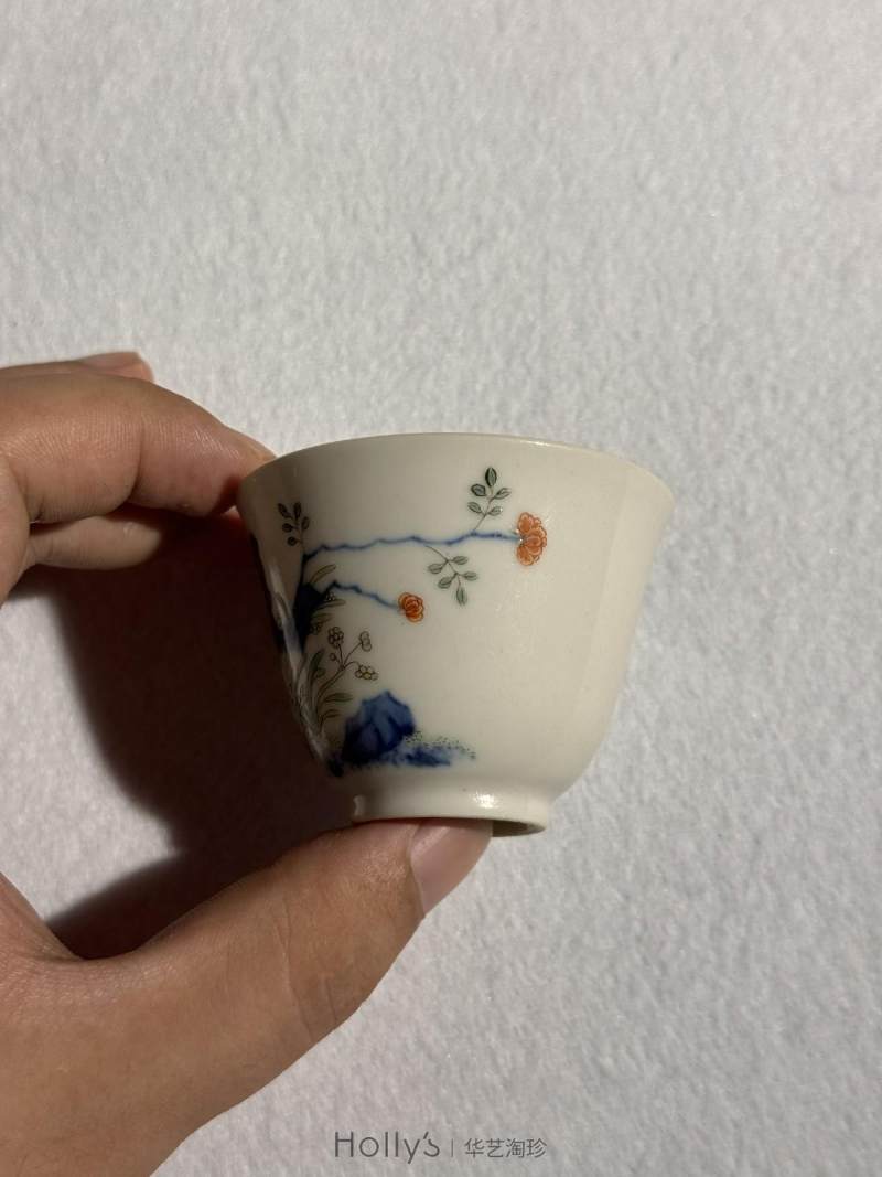 清乾隆 青花粉彩水仙纹花神杯 （一对） - 图29