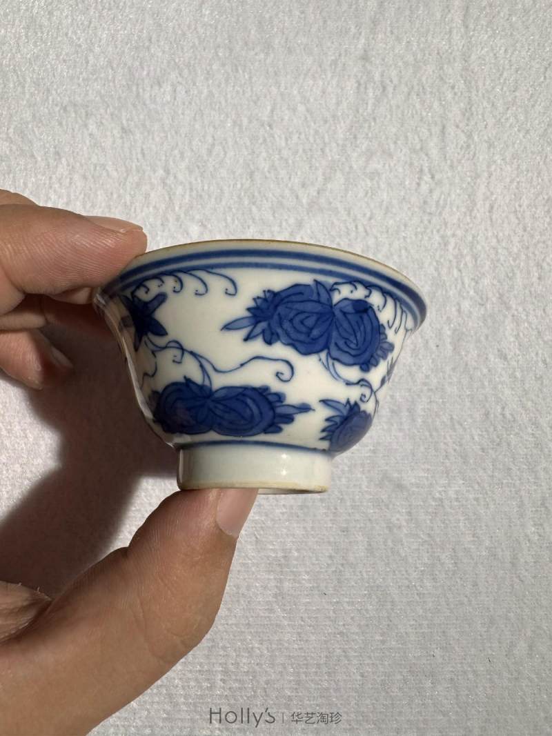 清康熙 青花松鼠葡萄小茶园 （一对） - 图14