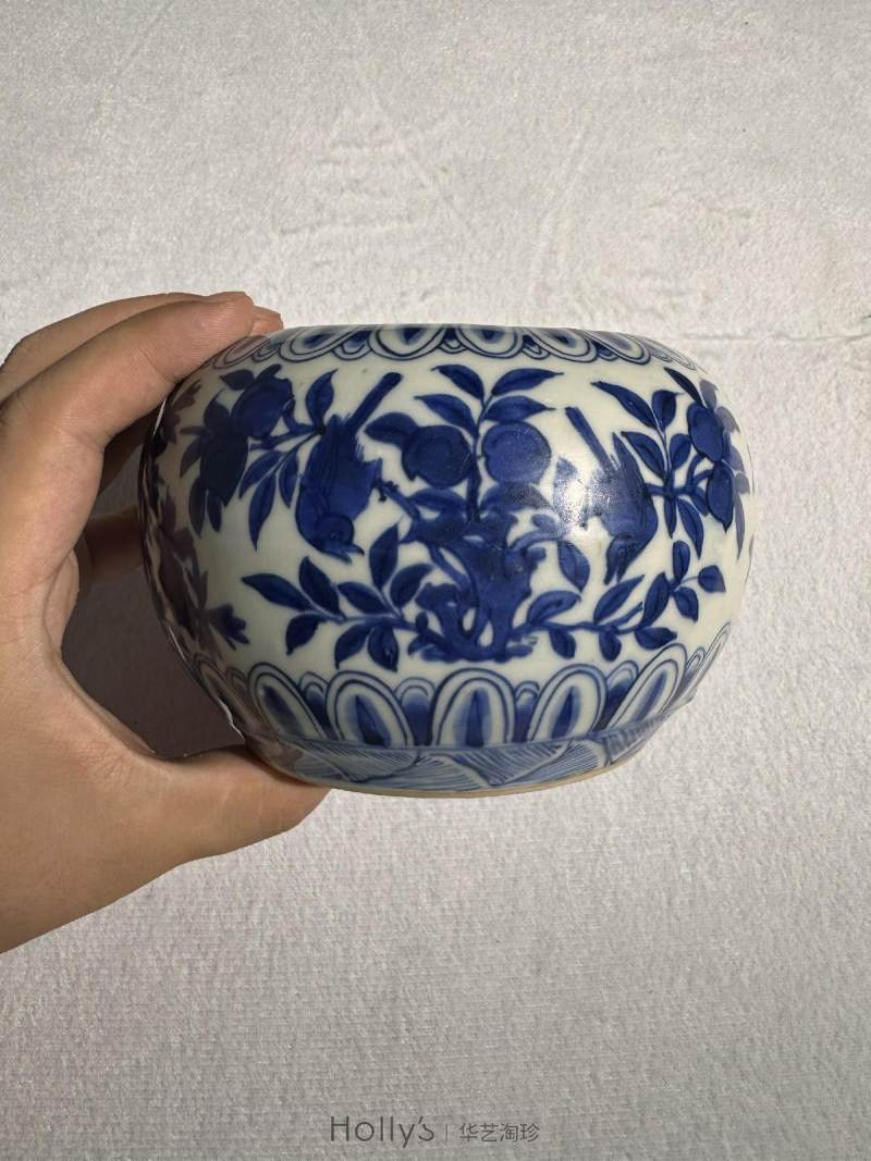 明万历 青花花鸟纹笔洗 - 图15