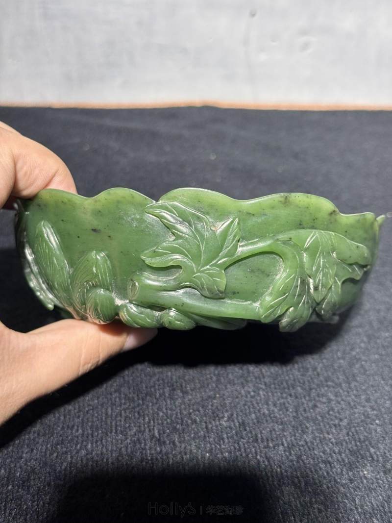 清乾隆 碧玉秋葵洗 - 图24