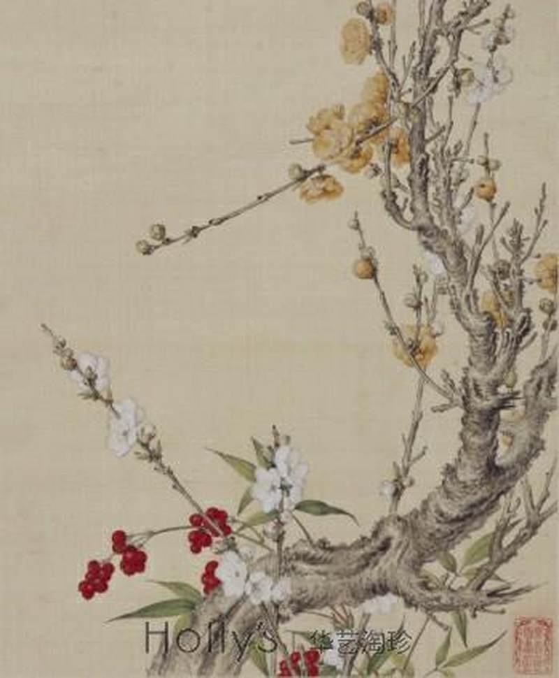 清乾隆 蓝地描金开光镂雕粉彩四季花卉套瓶 - 图60