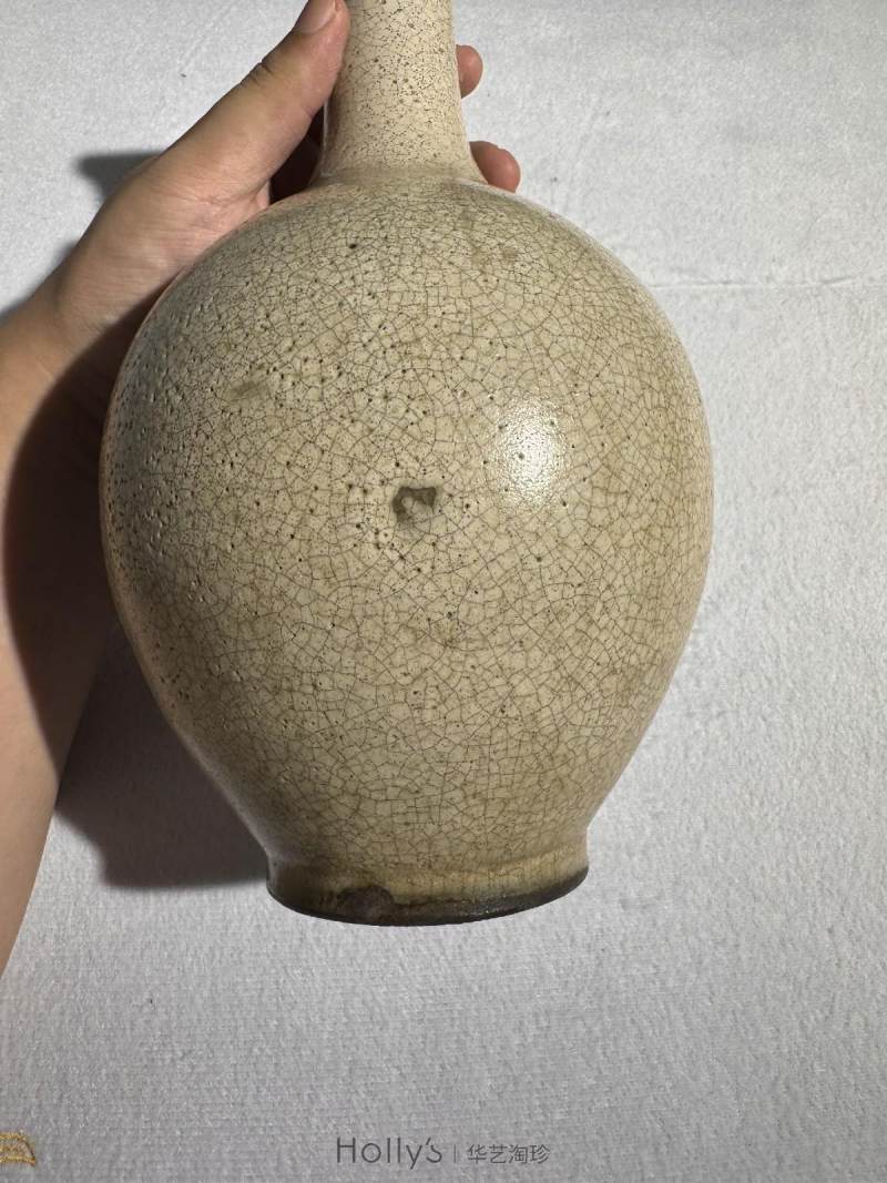 明 哥釉纸槌瓶（原配紫檀座） - 图18