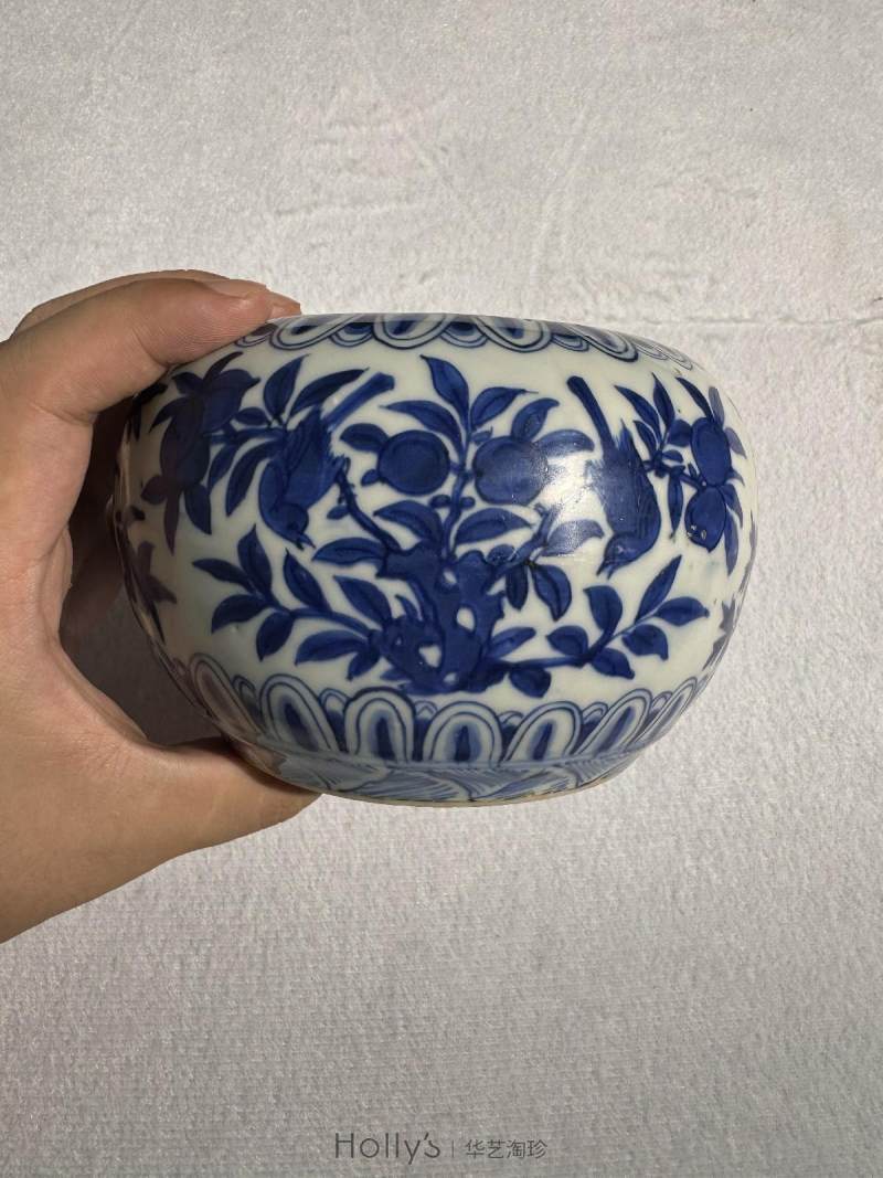 明万历 青花花鸟纹笔洗 - 图17