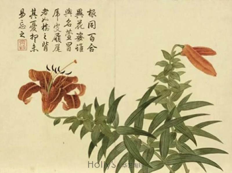 清雍正 白釉暗刻缠枝莲粉彩萱寿延龄图梅瓶 - 图39