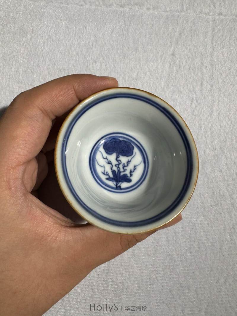 清康熙 青花松鼠葡萄小茶园 （一对） - 图17