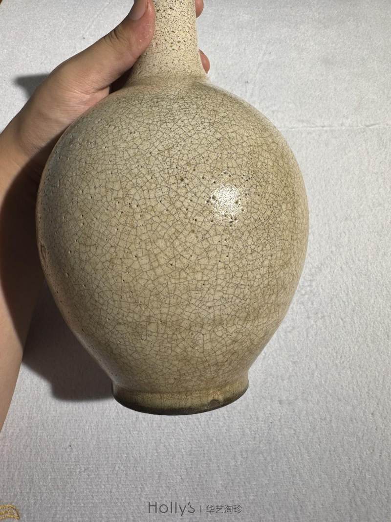 明 哥釉纸槌瓶（原配紫檀座） - 图19