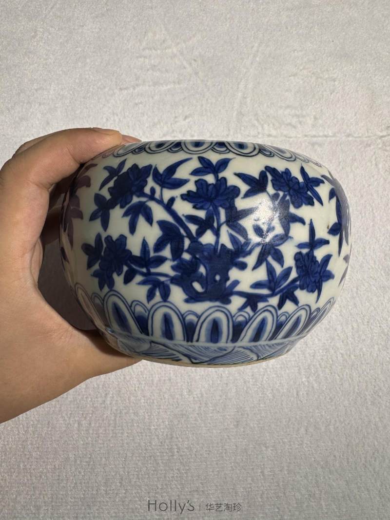 明万历 青花花鸟纹笔洗 - 图18
