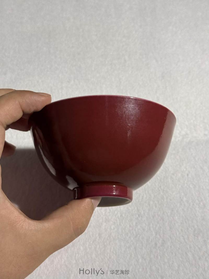 清乾隆 胭脂红釉茶碗 - 图19