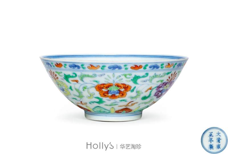 清雍正 斗彩洋花花卉纹碗 - 图3