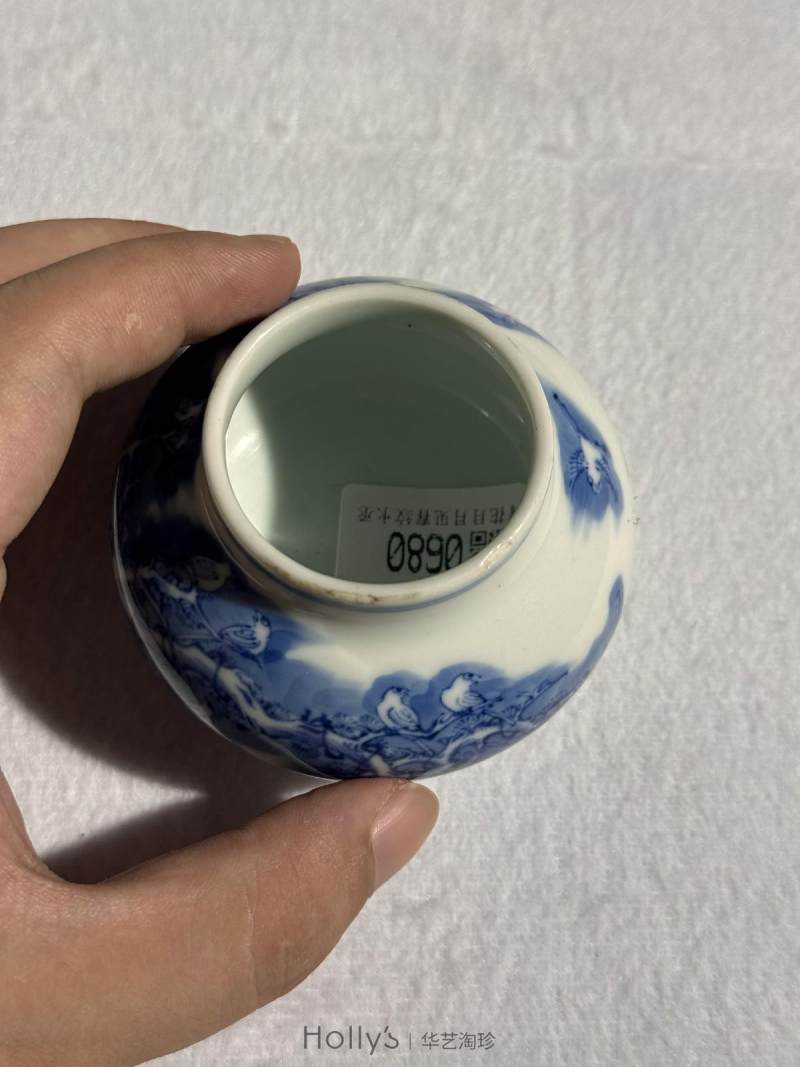 清雍正 青花月月见喜纹水丞 - 图22