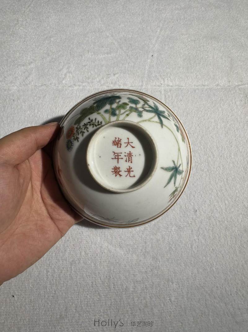 清光绪 粉彩花卉纹小碗 - 图19