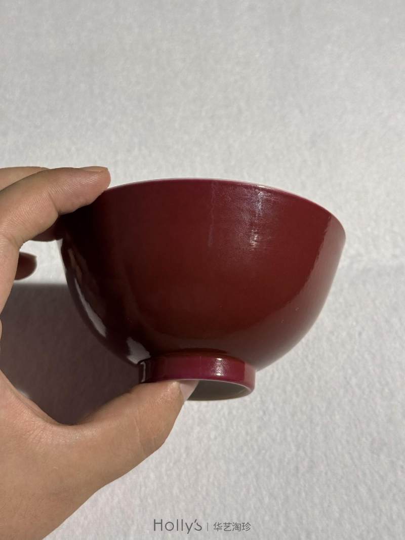 清乾隆 胭脂红釉茶碗 - 图20