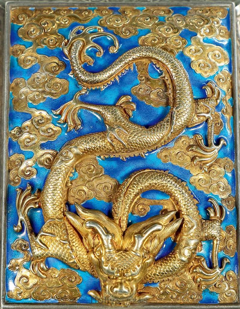 清 银胎西番莲纹茶叶罐 （一组三件） - 图17