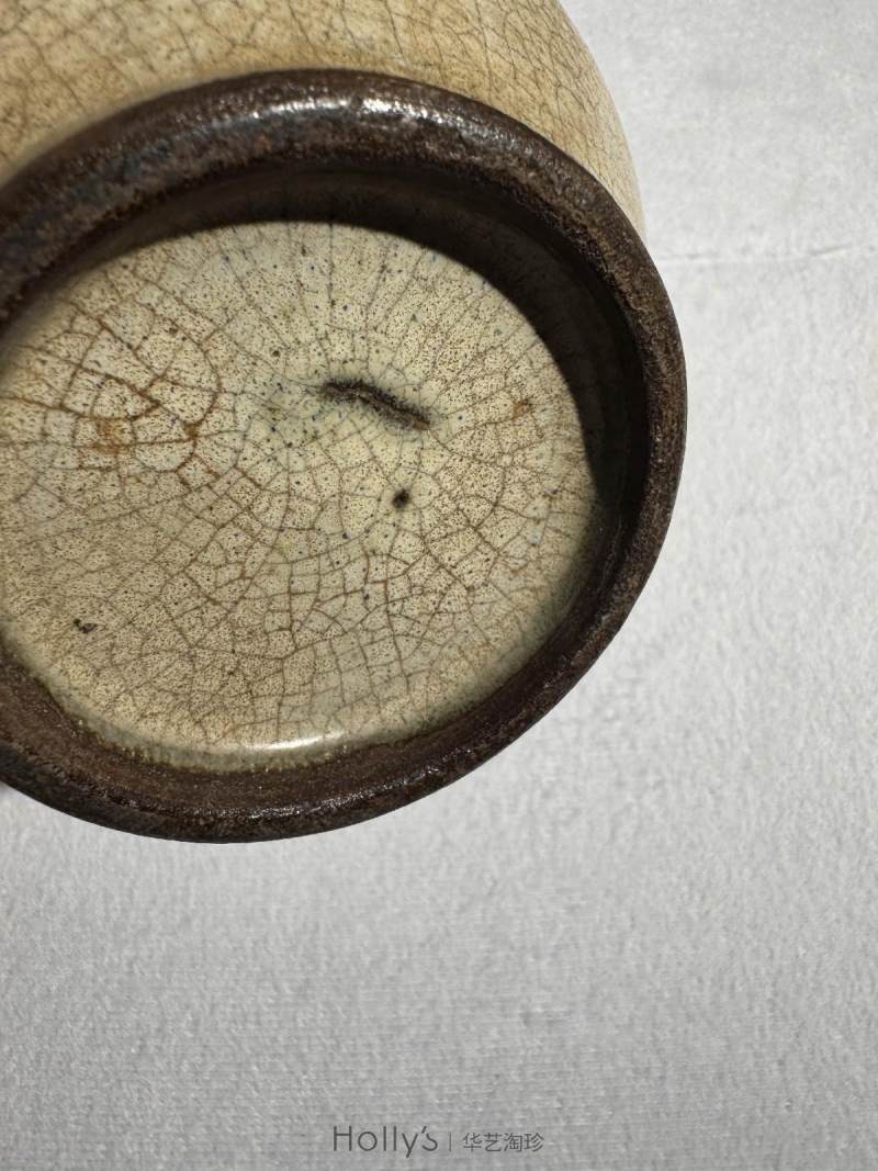 明 哥釉纸槌瓶（原配紫檀座） - 图24