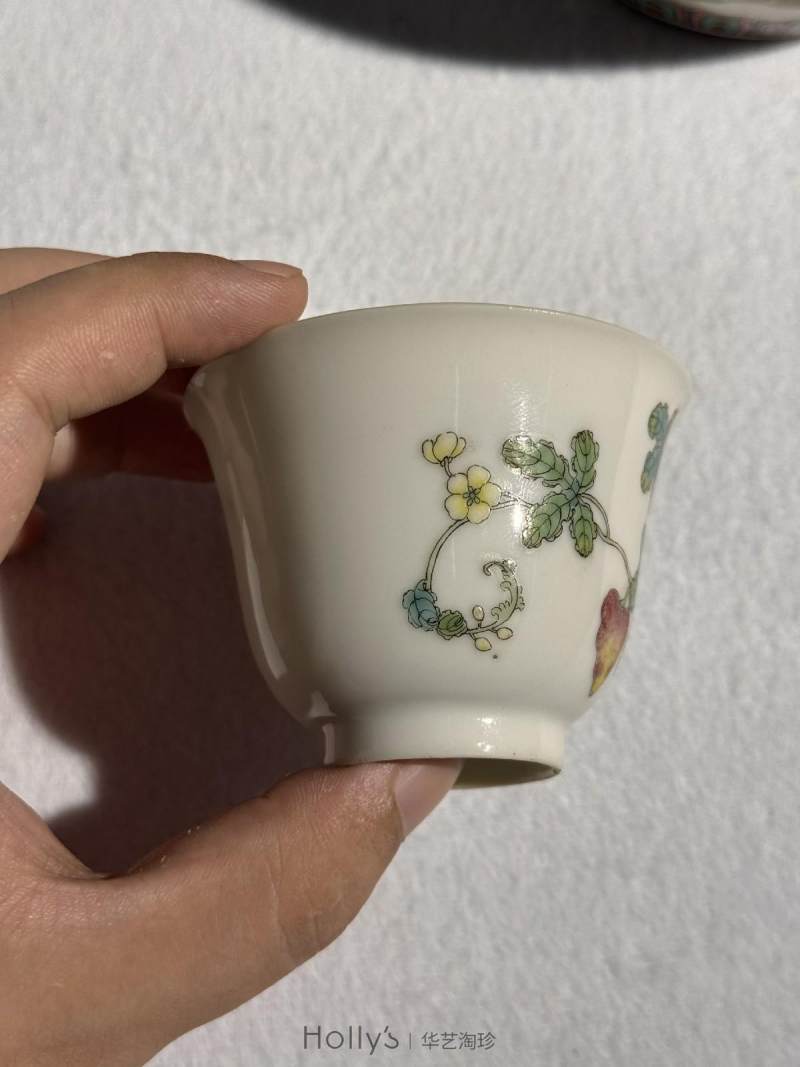清同治 粉彩癞瓜纹杯粉彩青竹诗文壶 （一组） - 图24