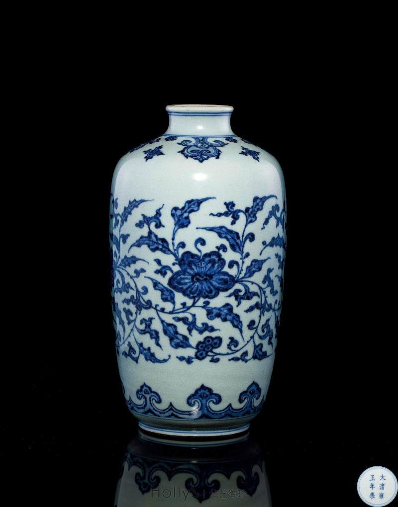 清雍正 青花萱草花卉纹茶叶罐 - 图5