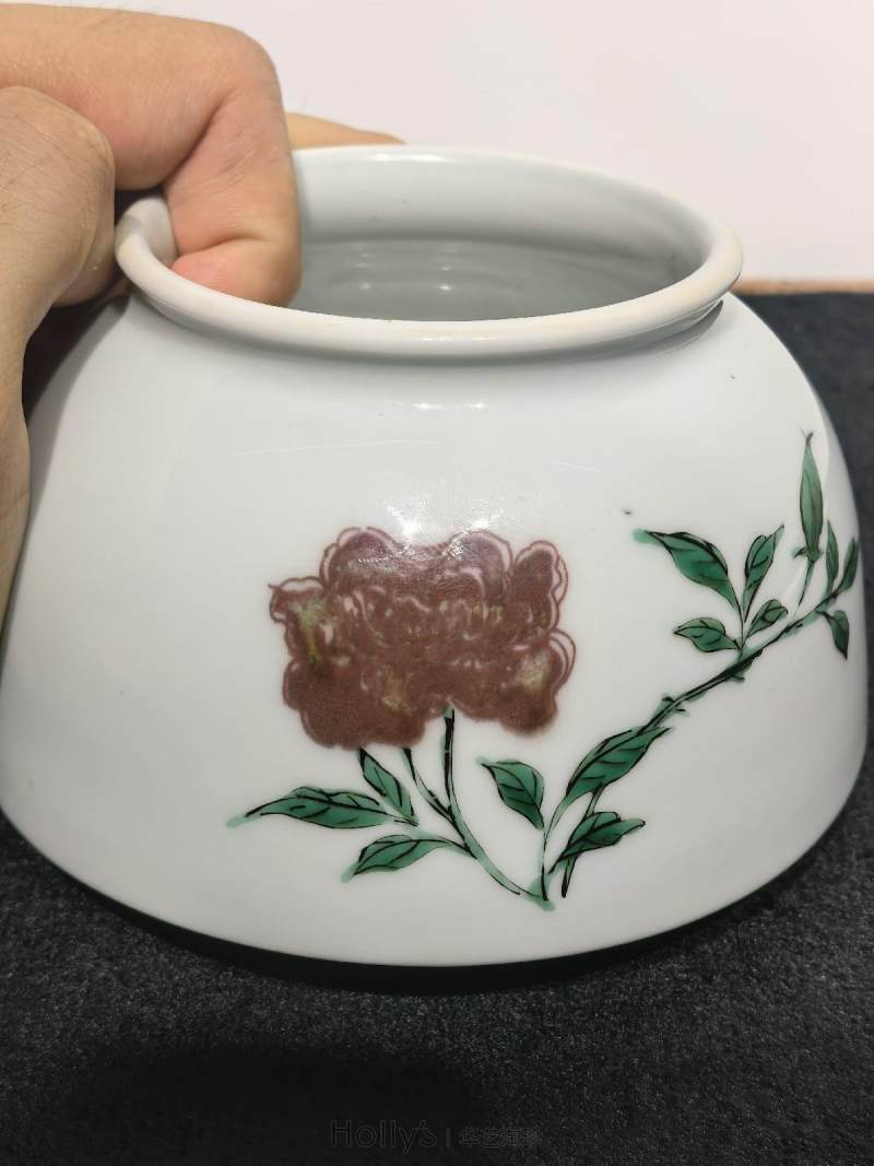 清康熙 臧窑五彩釉里红折枝花马蹄尊 - 图55