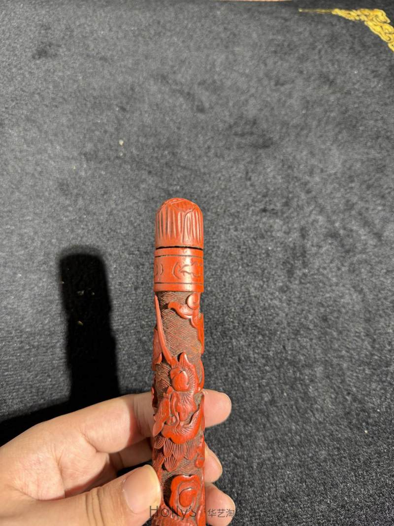 清 剔红云龙纹香筒 - 图18