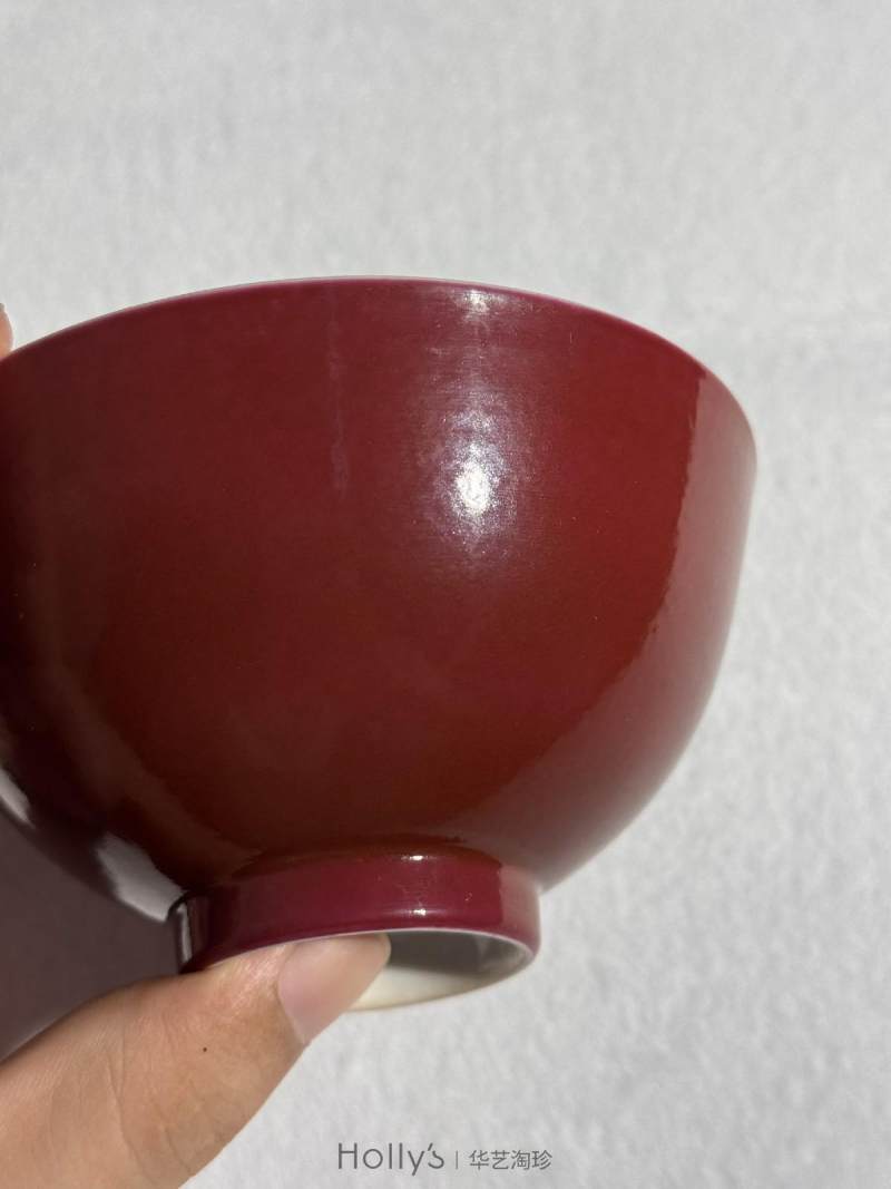 清乾隆 胭脂红釉茶碗 - 图25