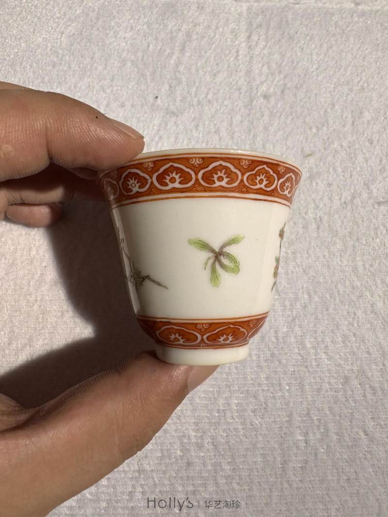 清宣统 粉彩折枝桂花杯 （一对） - 图17