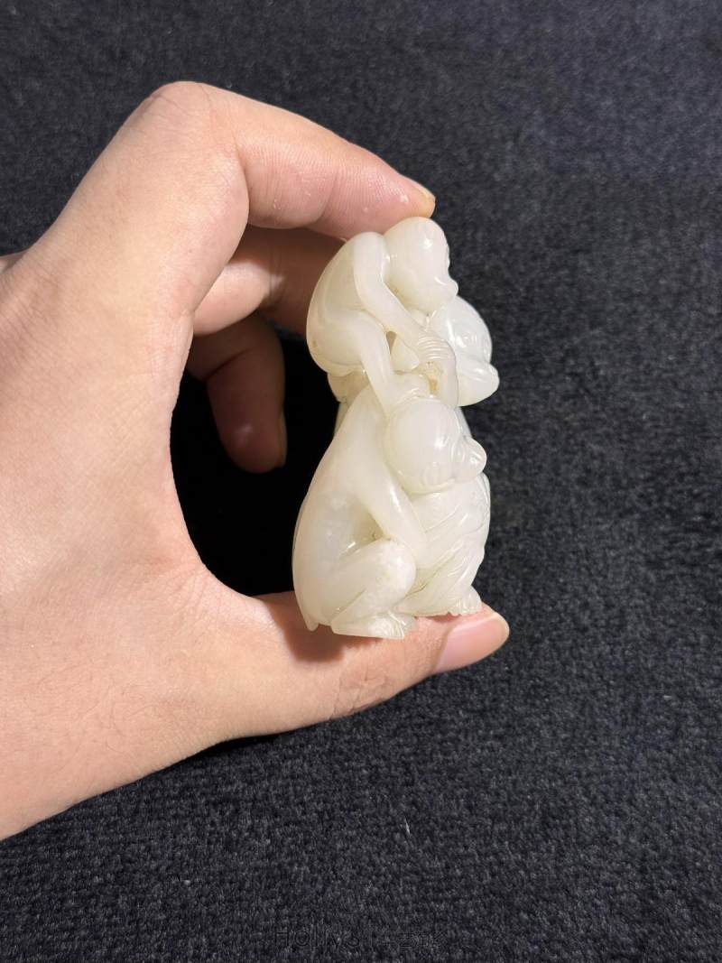 清乾隆 白玉灵猴献寿 - 图18
