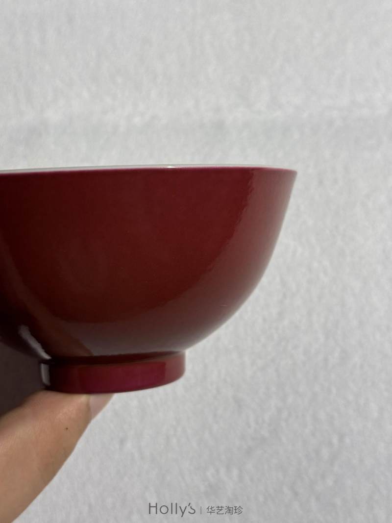 清乾隆 胭脂红釉茶碗 - 图26
