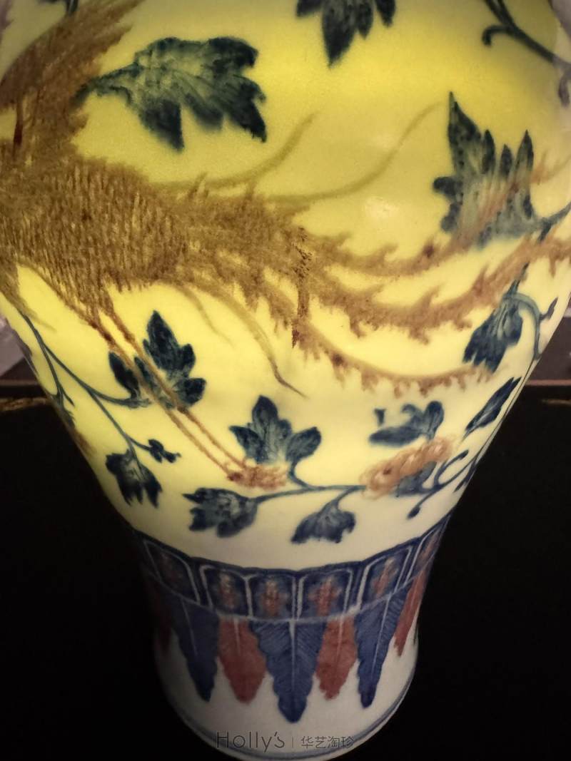 清雍正 青花釉里红凤穿牡丹纹梅瓶 - 图15
