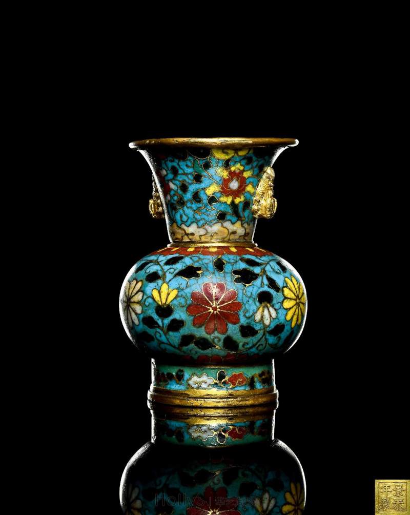 明 铜胎掐丝珐琅缠枝花纹天鸡耳尊 - 图13