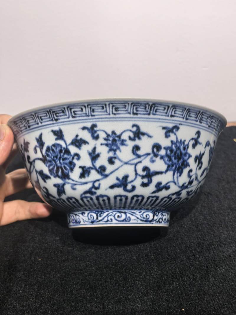 明永乐 内外青花缠枝莲纹撇口碗 - 图31