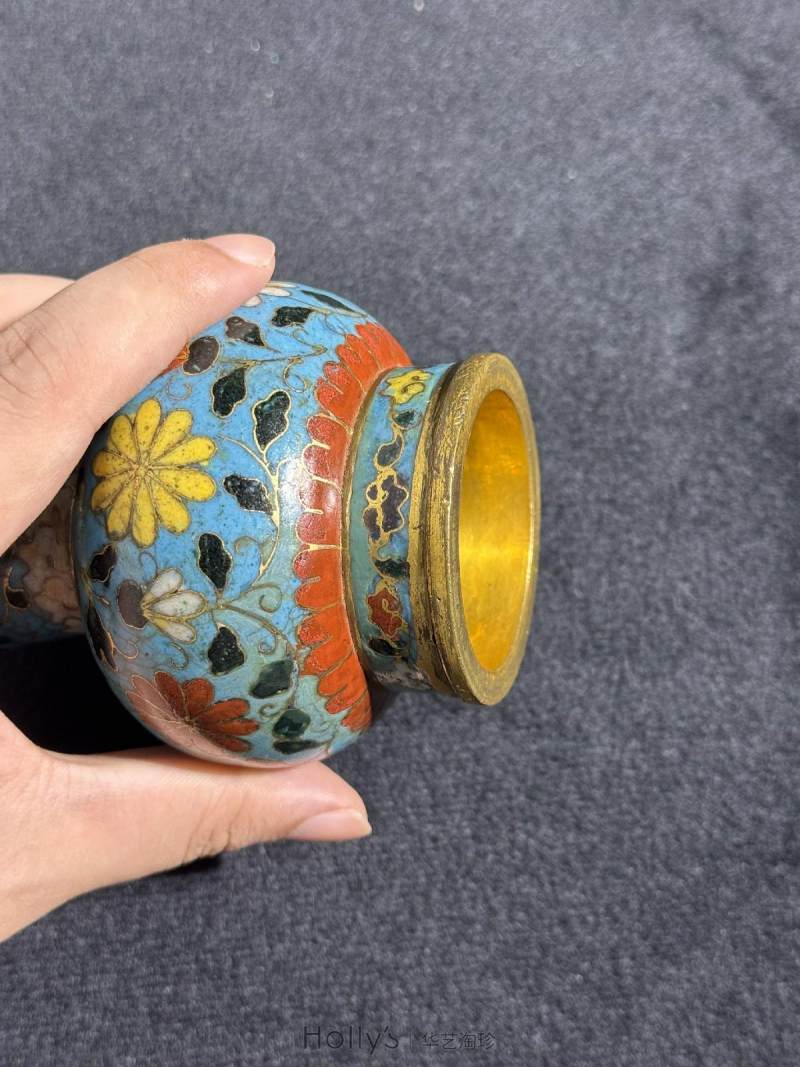 明 铜胎掐丝珐琅缠枝花纹天鸡耳尊 - 图21