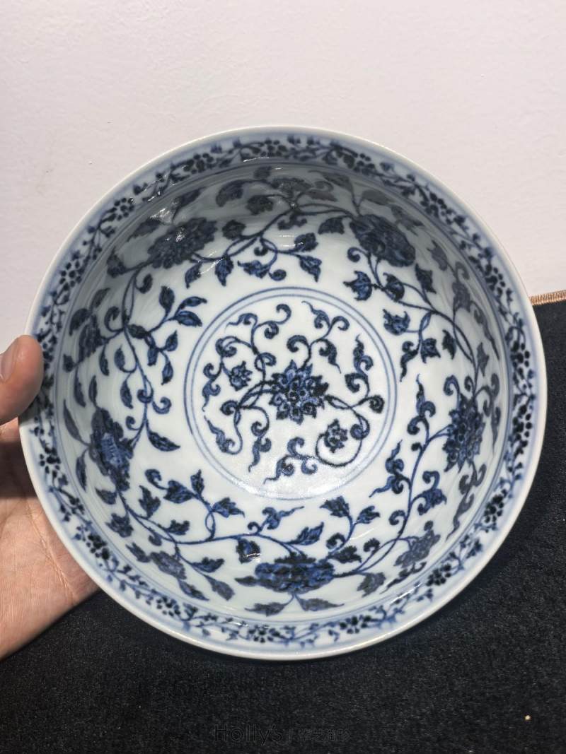 明永乐 内外青花缠枝莲纹撇口碗 - 图39