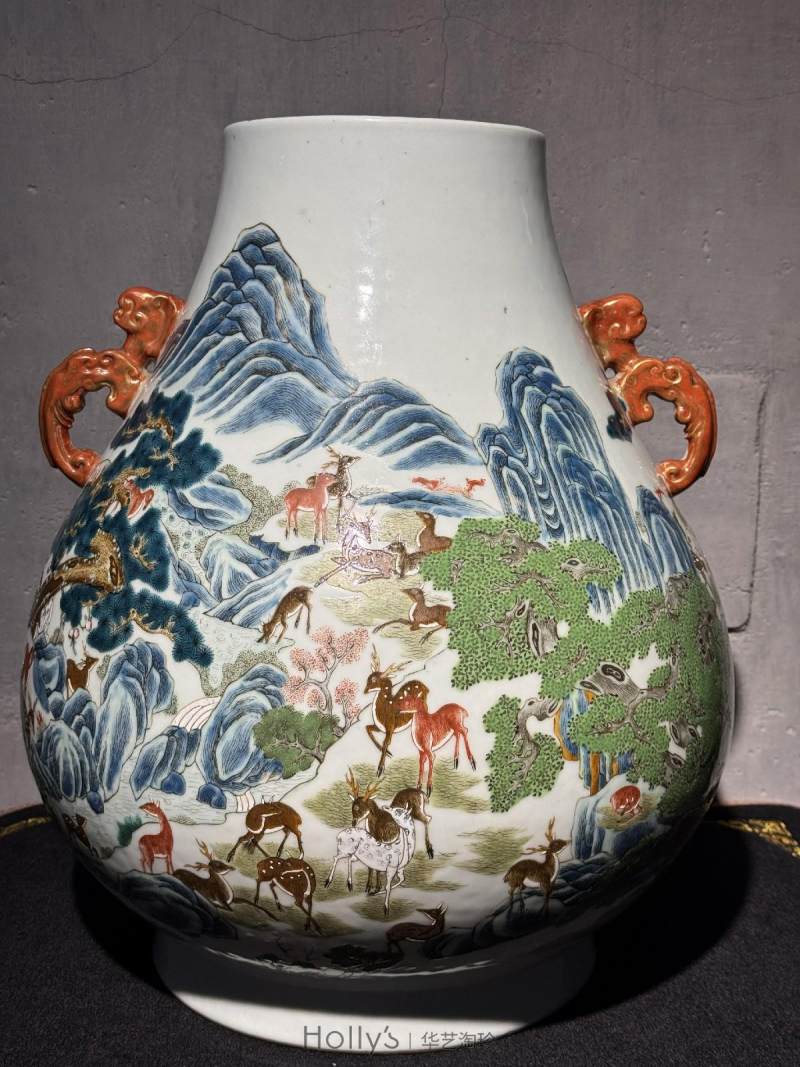 清光绪 粉彩百鹿尊 - 图10