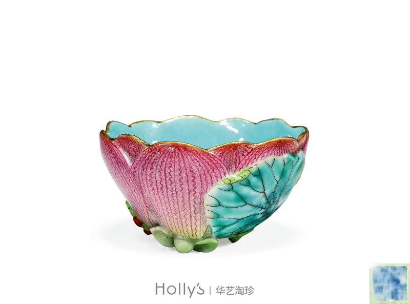 清乾隆 粉彩荷花形象生瓷杯 - 图13