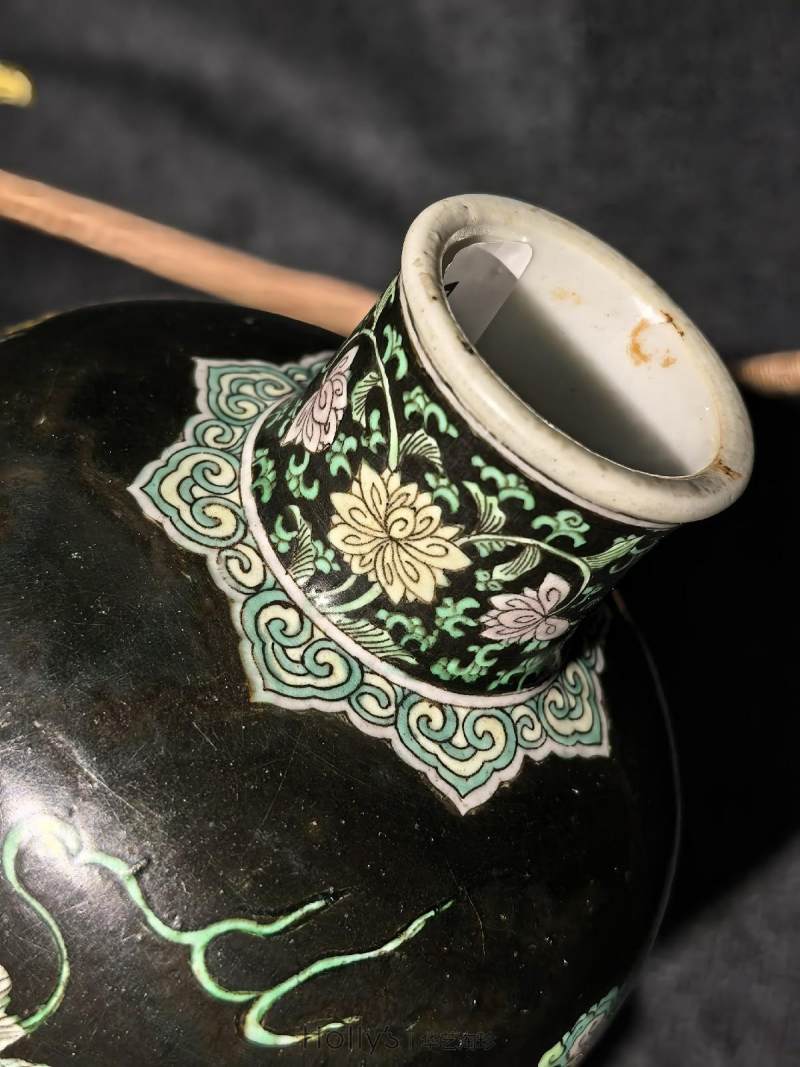 清康熙 臧窑乌金釉素三彩立龙莱菔尊 - 图54