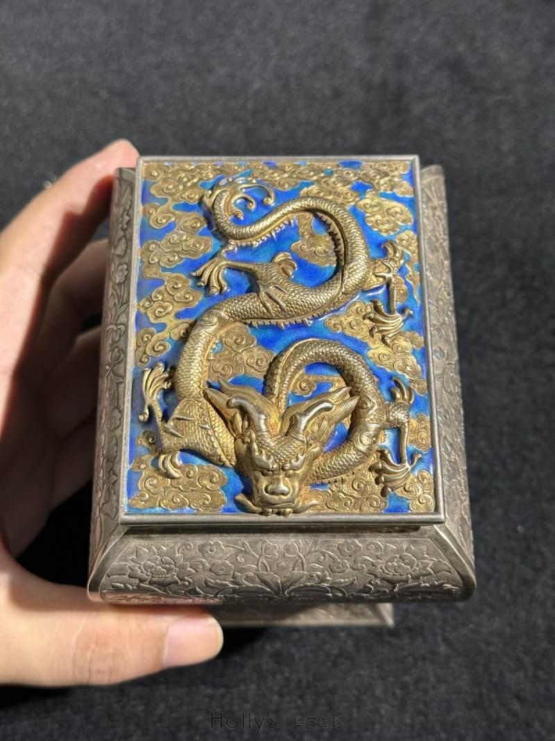 清 银胎西番莲纹茶叶罐 （一组三件） - 图25