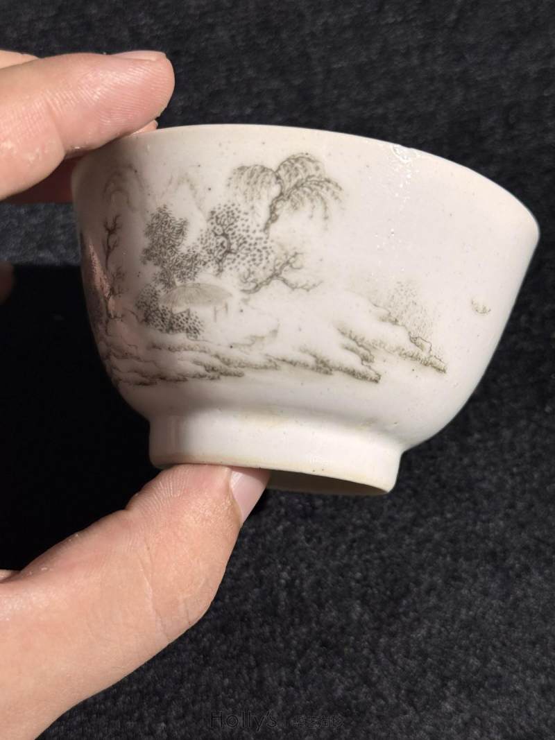 清 墨彩山水茶圆 （一对） - 图27