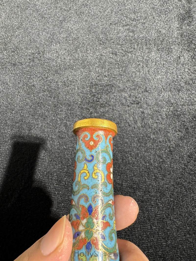 清乾隆 铜胎掐丝珐琅缠枝莲纹香瓶 - 图20